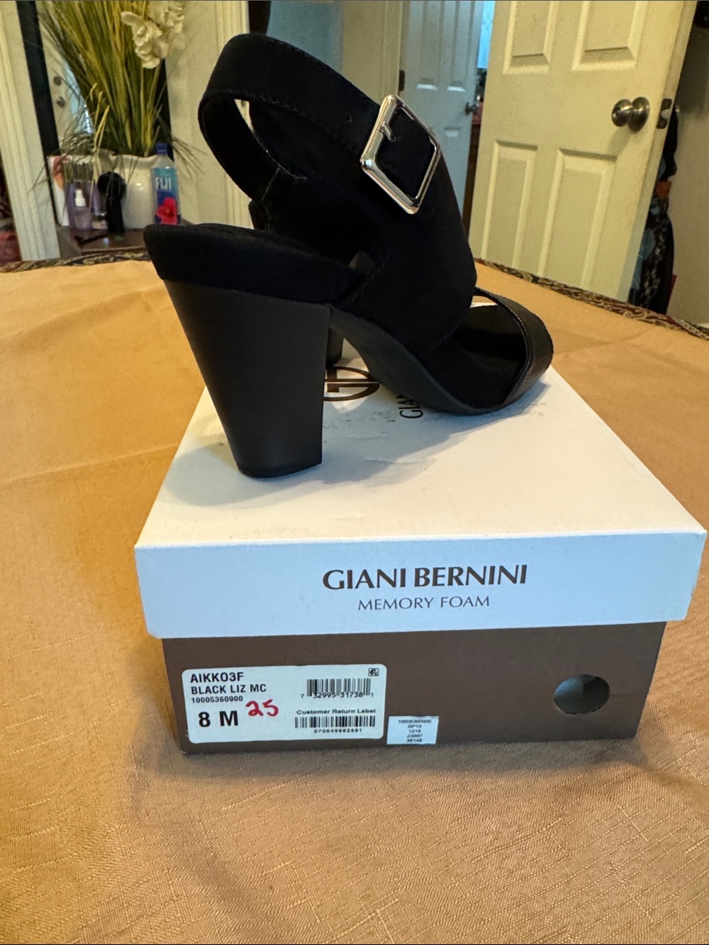 Giani Bernini Black Suede Block Heel Sandals w/ Memory foam. - Picture 2 of 11